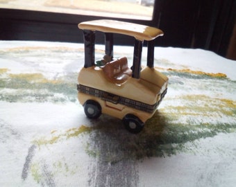 LIMOGES Style Golf Cart with Golf Clubs. Hand painted. Hole in One. Clasp closure. Country Club. Golf Course. Tournament. Enthusiast. Gift.