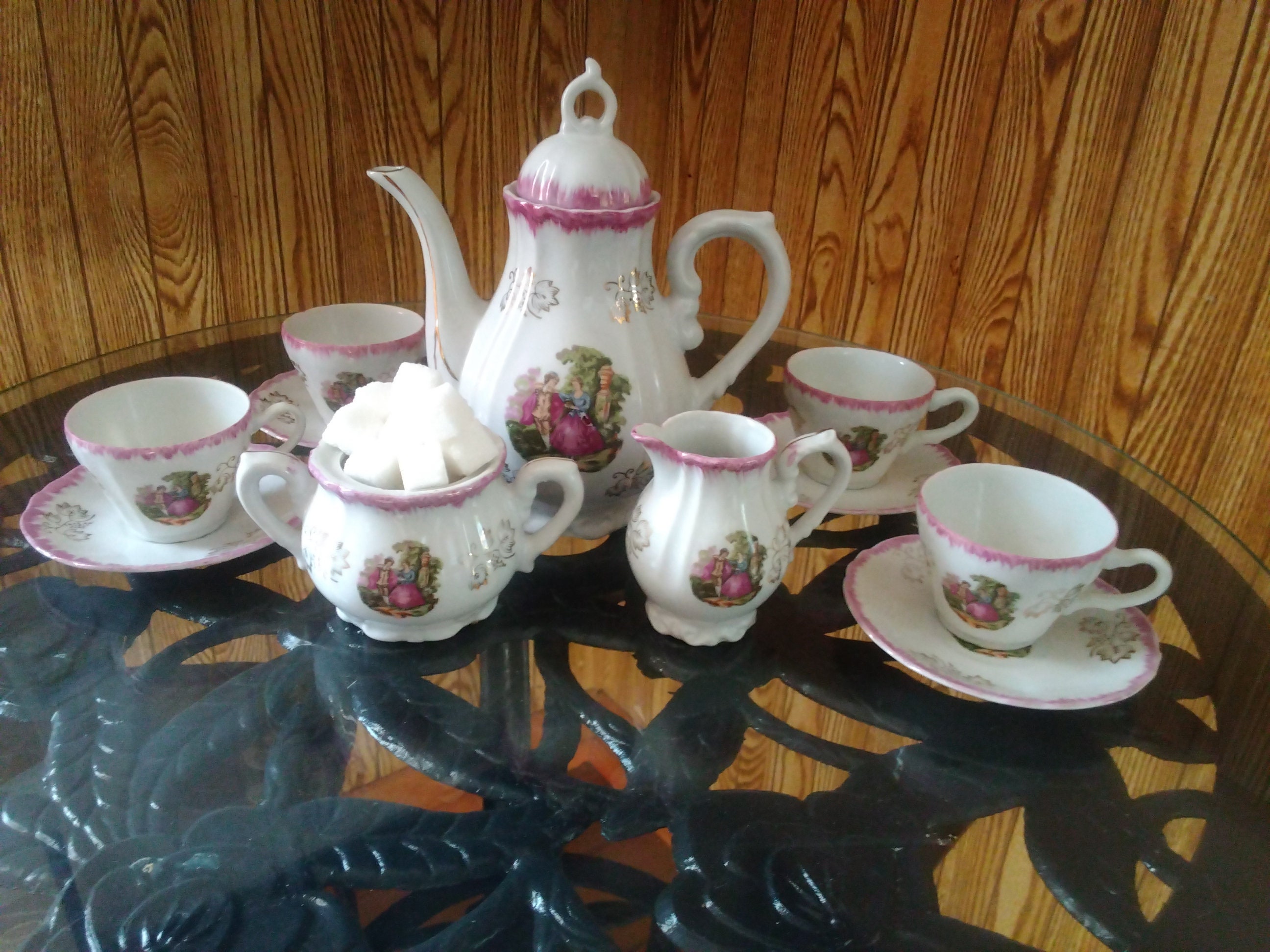Rococo Tea French Rococo Romance Tea Set. Full Service Set, Porcelain Gold and ...