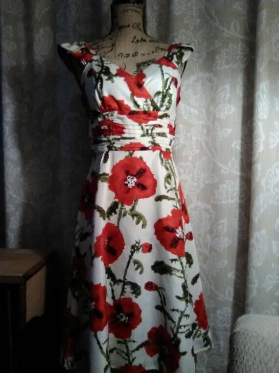 Opium Flower Red Poppy Print Dress - American Goth