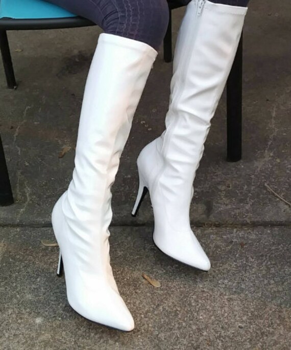 white vinyl boots