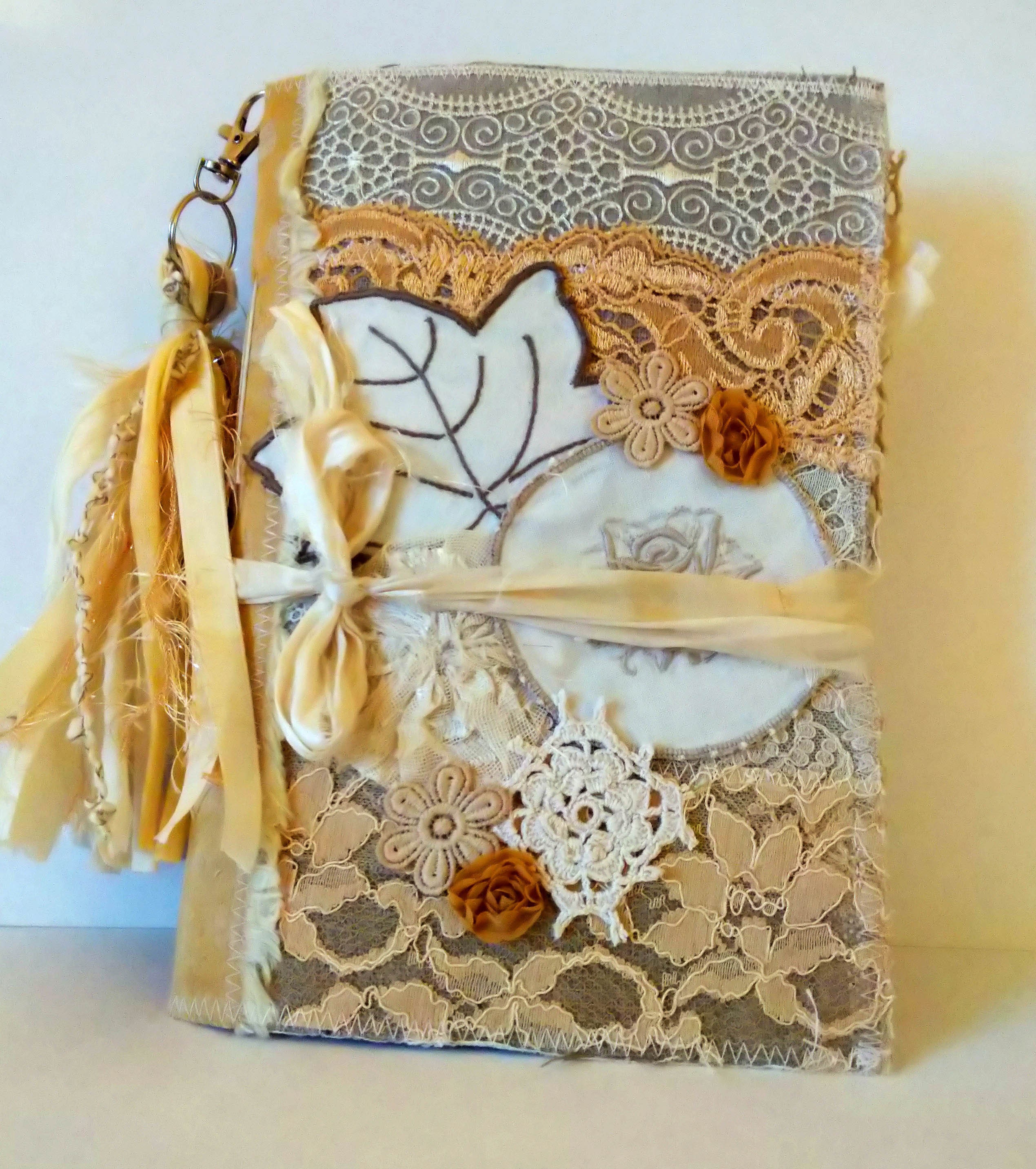 Lace Junk Journal with Fabric cover. Handmade journal. Etsy