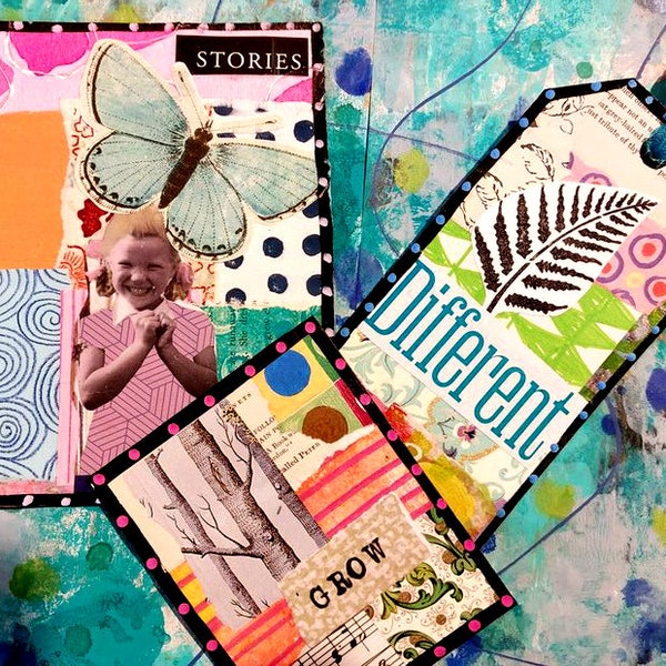 Journal cards. Art Cards. Collage Art. Junk journal ephemera.