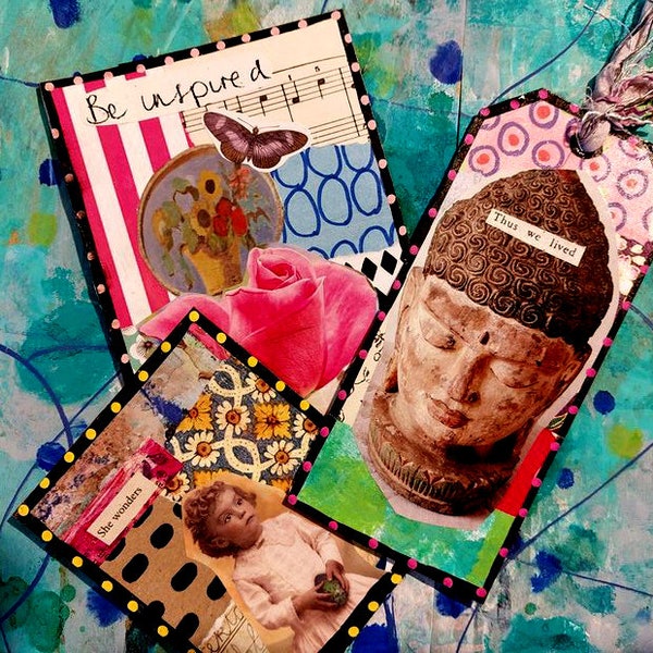 Journal cards. Art Cards. Collage Art. Junk journal ephemera.