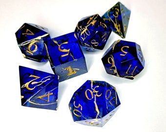 Thunder, handmade dice set D&D TTRPG sharp-edged handmade from resin for DnD, Dungeons and Dragons, RPG dice