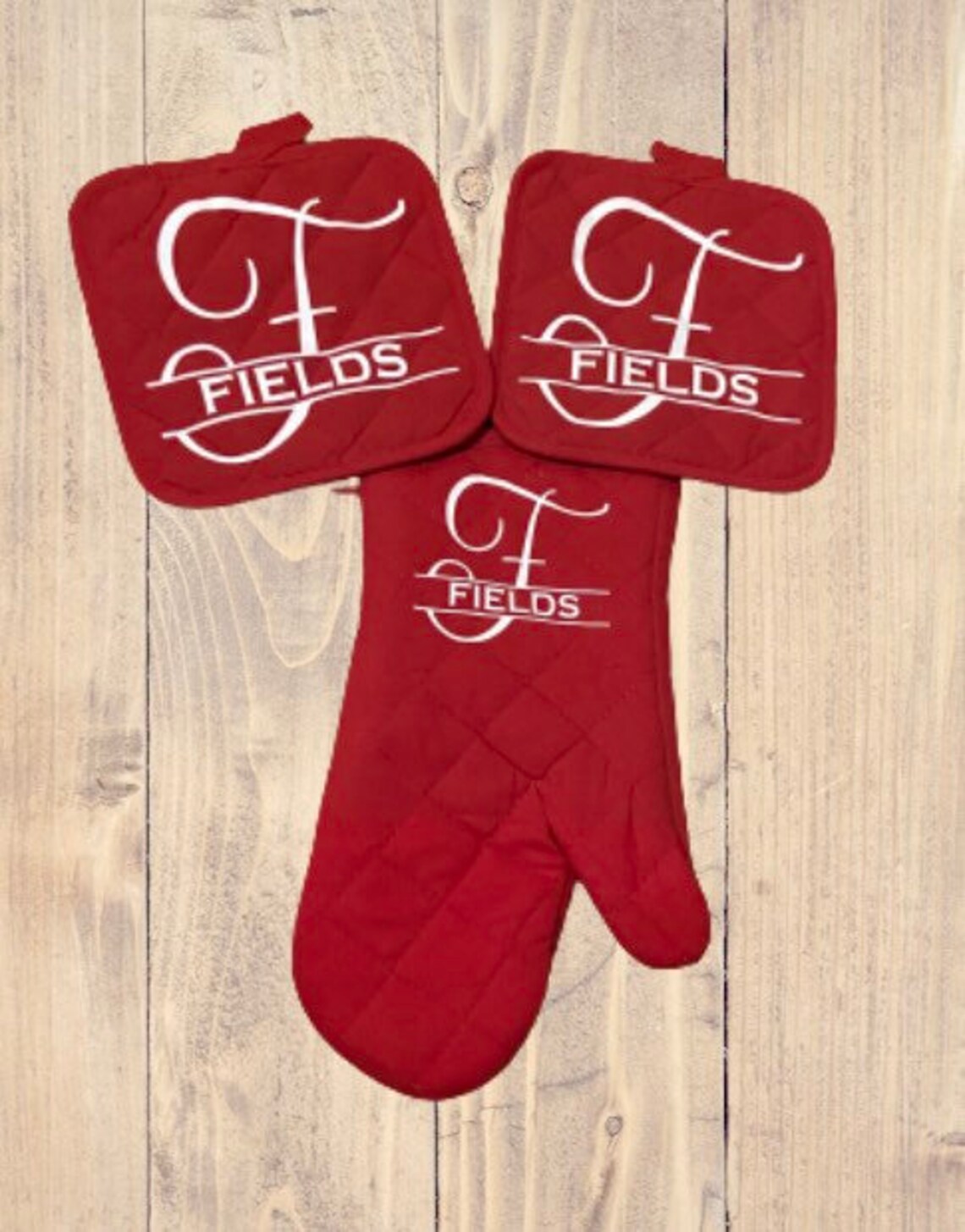 Personalized Pot Holder Oven Mitt Set Monogrammed Oven Mitt Etsy
