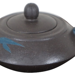 20th Cent. Vintage Chinese Yixing Zisha Small Brown Clay Teapot Bamboo Chinese