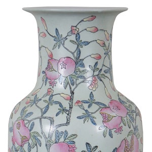 Vintage Ethan Allen Chinese Famille Verte Pomegranates Floor Vase Mantel Urn 18