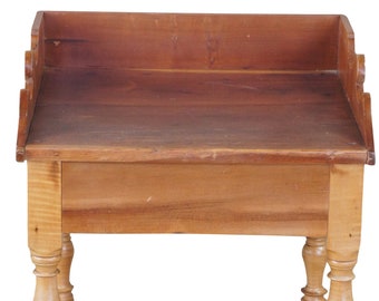 Early American Maple & Cherry Two Tier Side Accent Table Dry Sink Washstand 32"