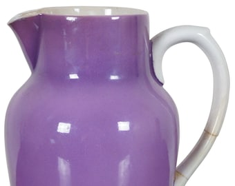 Antique Franz Anton Mehlem Bonn Germany Porcelain Pitcher Purple Carafe Ewer