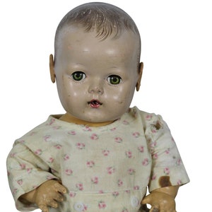 Antique Effanbee Articulating Sleepy Eye Drink & Wet Rubber Dy-Dee Baby Doll 15&quot;