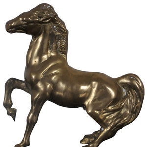 Stately Brass Standing Horse Sculpture Statue Figurine Desktop Display Vtg 12&quot;