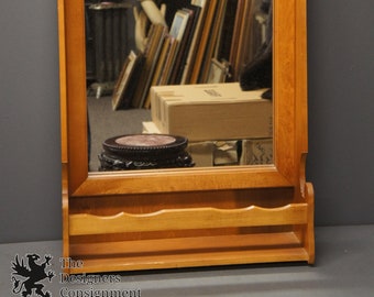 Bassett Furniture Mirror Company Curio Shelf Wall Mirror Storage Rack Scalloped