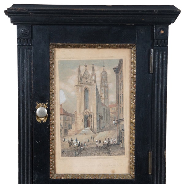 Antique Victorian Miniature Cabinet Cupboard Rauch Engraving Maria Stiegen 15"