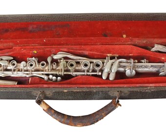 Antique Paul Dupre Superior Silver Plated Clarinet Hard Case