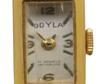 Odyla Art Deco Gold Plated Ladies Wrist Watch Incabloc Swiss 17 Jewel