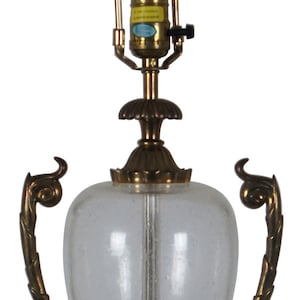 1990 Chapman Hollywood Regency Brass & Glass Globe Trophy Urn Table Lamp 35&quot;