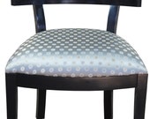 Modern Black Pierced Square Back Desk Accent Side Chair w Polka Dot Seat