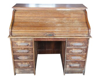 Home Garden 7 Large Carved Oak Desk Pull Roll Top Drawer Antique