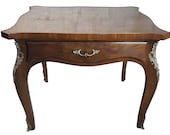 Karges Louis XV Style Side Table Neoclassical Walnut Burl Brass Mount Accents