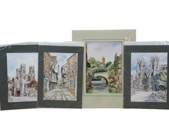 4 Medieval Gothic England Scotland Cityscape Art Prints R. Tugwell P.B. Rennison