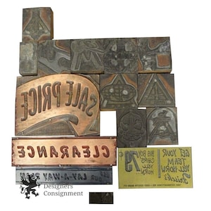Vintage Advertising Letter Type Stamps Printing Press Set Unique