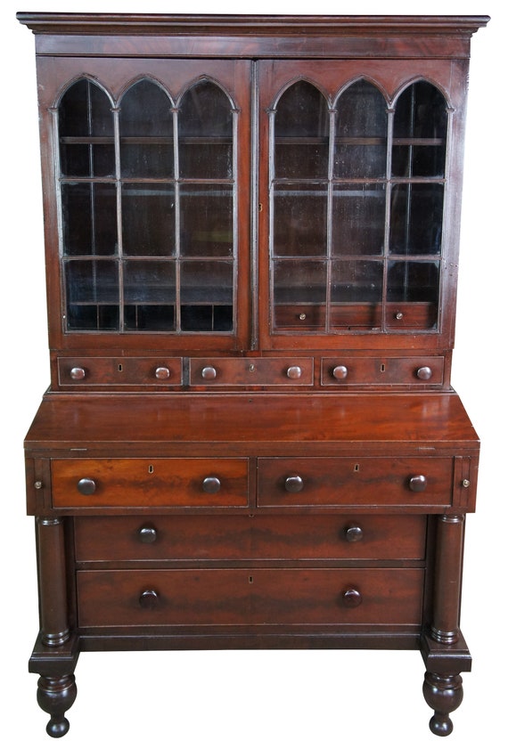 Antique secretary on sale desk with bookcase
