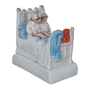 German Victorian Fairings Figurine Will We Sleep First Couple in Bed 4&quot;