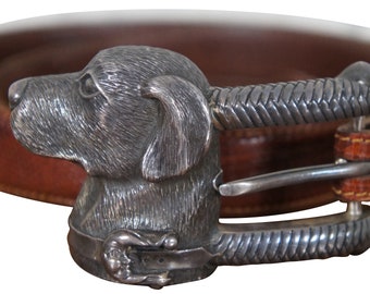 Vintage 1989 Barry Kieselstein Cord Sterling Silver Labrador Dog Lizard Belt & Buckle