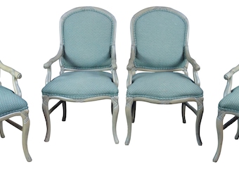 4 Stewart Furniture 1993 Westin Hotel French Oak Game Dining Arm Chairs