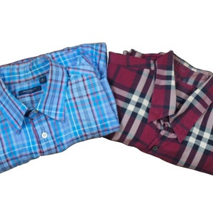 2 Burberry London Nova Check Dress Collared Button Down Shirts Mens Plaid