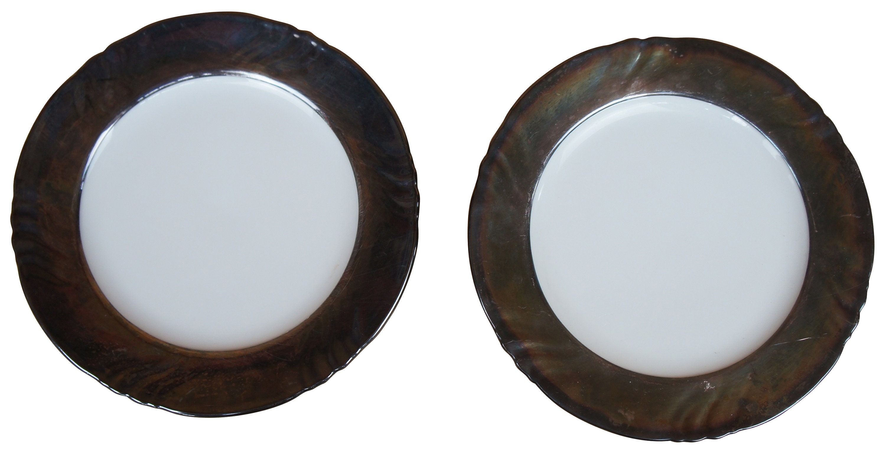 2 Vintage German Thomas Rosenthal Art Deco Style Silver Rim Plates