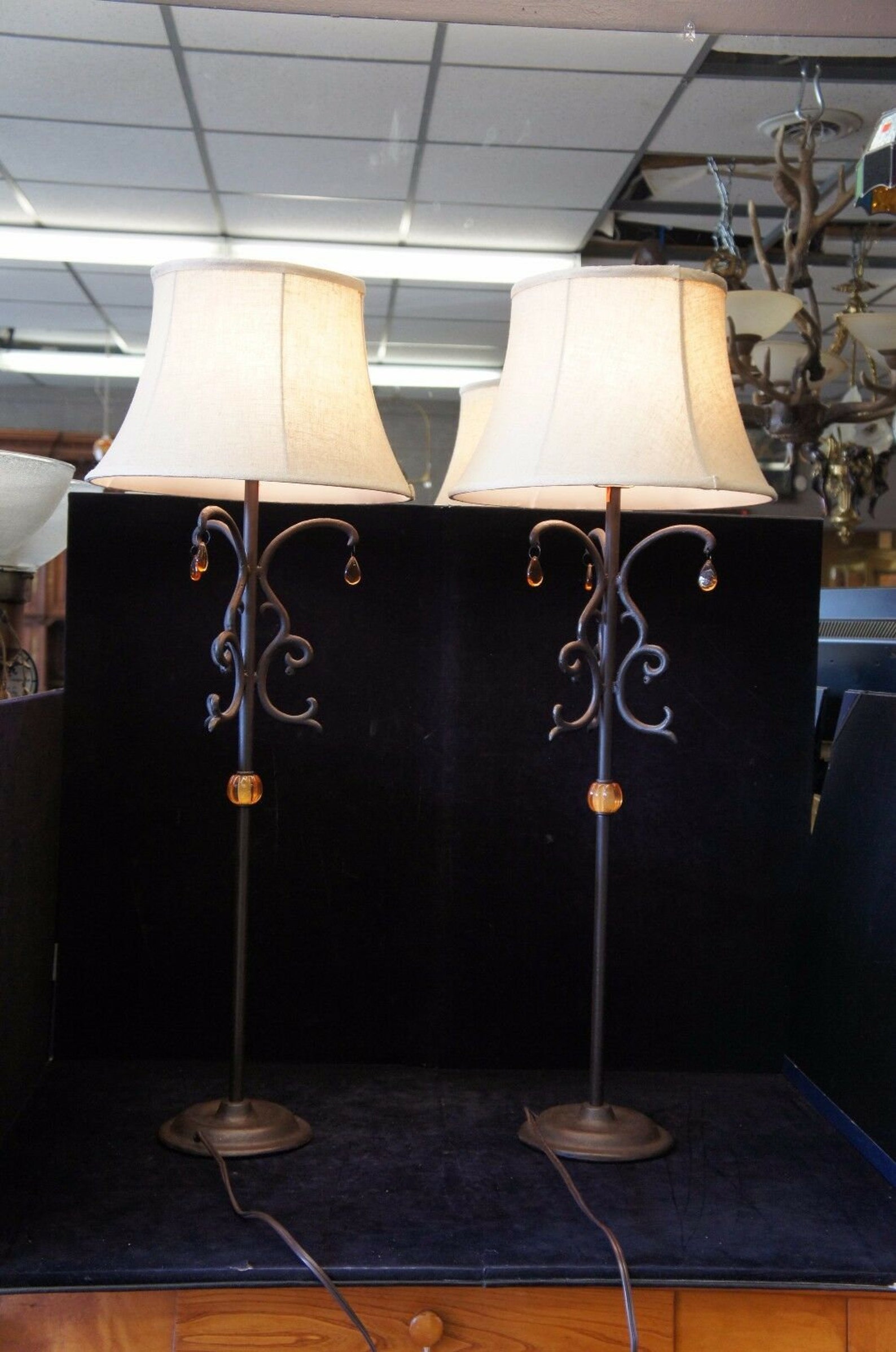 2 Unique Contemporary Arhaus Wrought Iron Table Lamps Designer Etsy