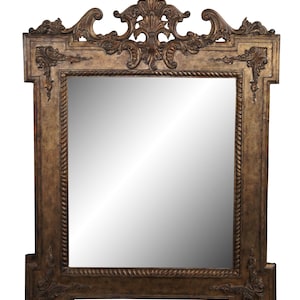 Large Vintage Beveled Italian Baroque Style Over Mantel Vanity Mirror 56&quot;