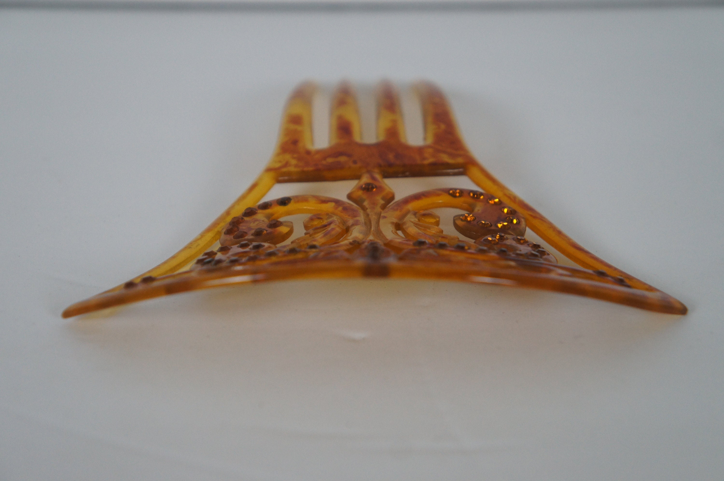 Antique Art Deco Celluloid Faux Amber Tortoise Shell  display picture 1