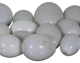 16 Antique Victorian Hand Blown Plain Assorted Milk Glass Easter Eggs 3.5"-7.5"