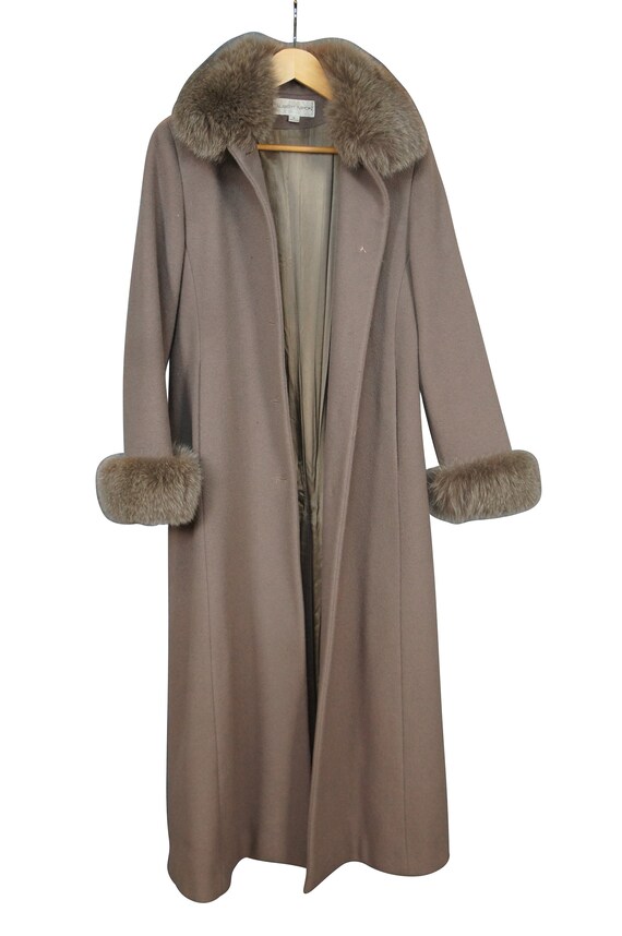 Vintage Albert Nipon Wool Fox Fur Cuff Collar Trench Coat Jacket Size 6 Etsy Australia