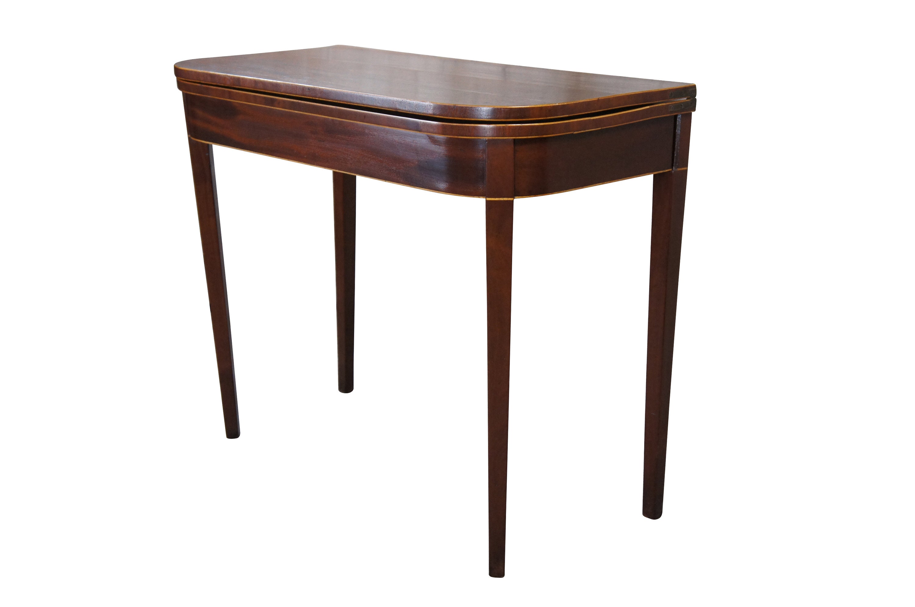 Antique Georgian Mahogany Inlaid Flip Top Gateleg Game Card Tea Console Table