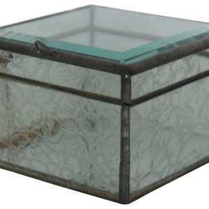 Antique Victorian Beveled Glass Mirrored Trinket Jewelry Vanity Casket Box 4&quot;