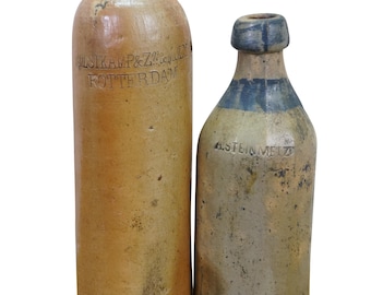2 Antique Stoneware Beer Gin Bottles A. Steinmetz Hulstkamp Zoon Moyln