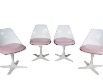 4 Mid Century Modern Maurice Burke Model 115 Tulip Star Shell Dining Chairs