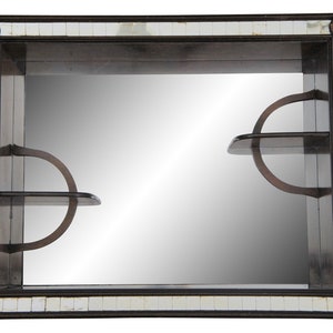 Mid Century Shadow Box Vanity Wall Shelf Curio Display Mirror 28&quot;