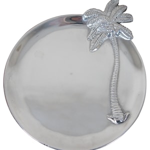 Vintage Mariposa Brillante Aluminum Palm Tree Serving Plate Platte