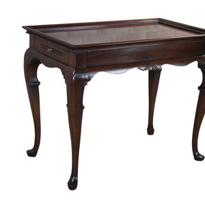 Vintage Mahogany Georgian Queen Anne Style Tea Pull Out Tray Accent Table