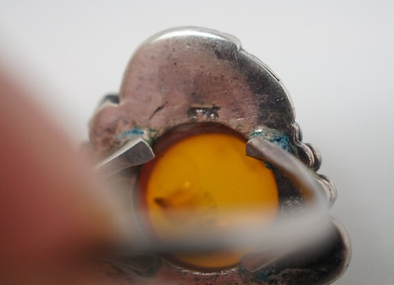 Antique Art Nouveau Sterling Silver Baltic Amber … - image 7