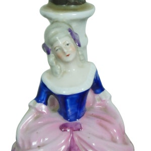 Antique 1930s German Figural Porcelain Colonial Painted Budoir Table Lamp 6050