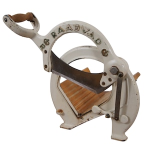 Antique Danish Raadvad 294 Industrial Farmhouse Wood & Iron Bread Slicer 14&quot;