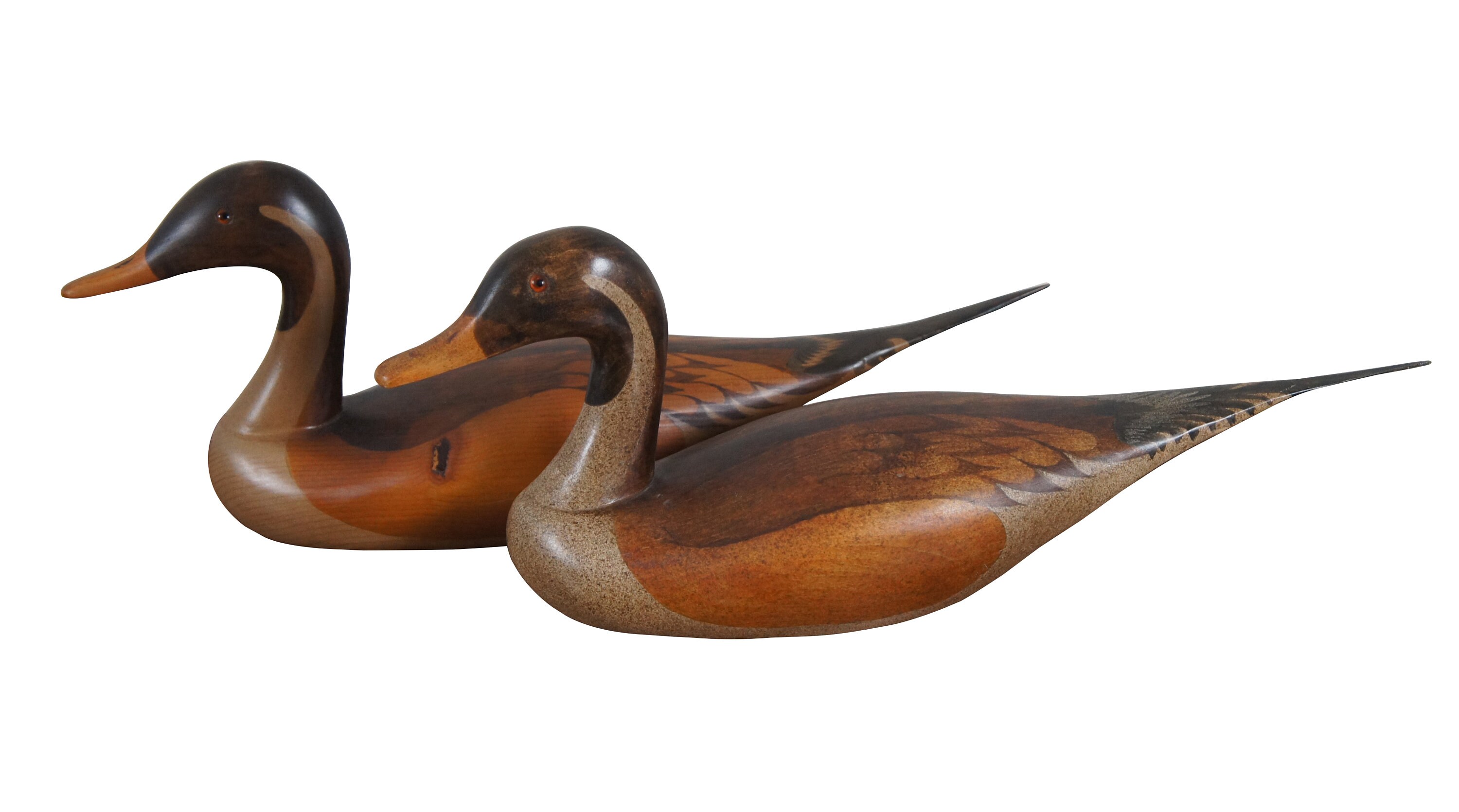 3 Carved Drake Duck Decoys Big Sky Carvers Craig Fellows DA