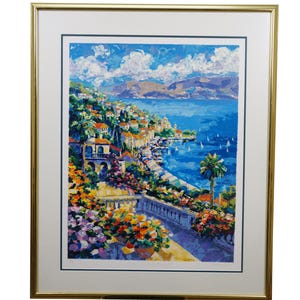 Peter Eastham Cote d&#39;Azur France Early Evening I AP Serigraph Print 37&quot;