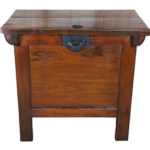 20th Century Korean Elmwood Rice Chest Storage Bin Tansu Altar Cabinet Locks 38&quot;