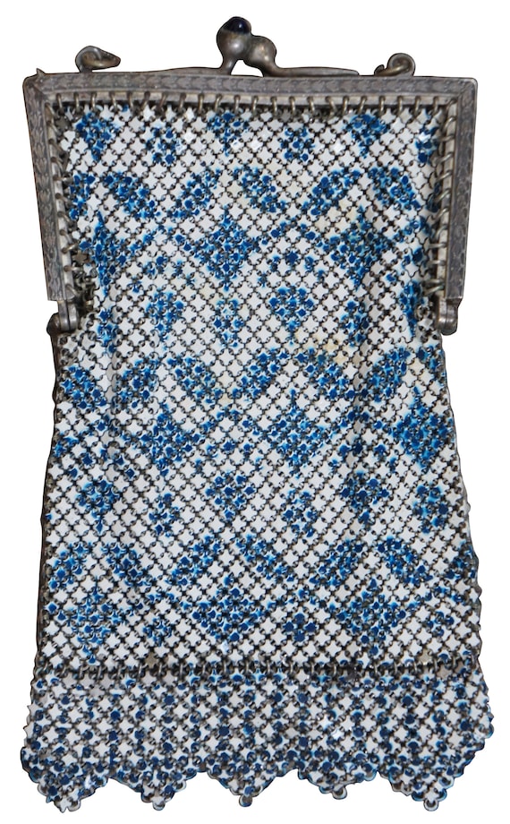 Antique Mandalian Art Deco Enamel Mesh Purse Hand… - image 2